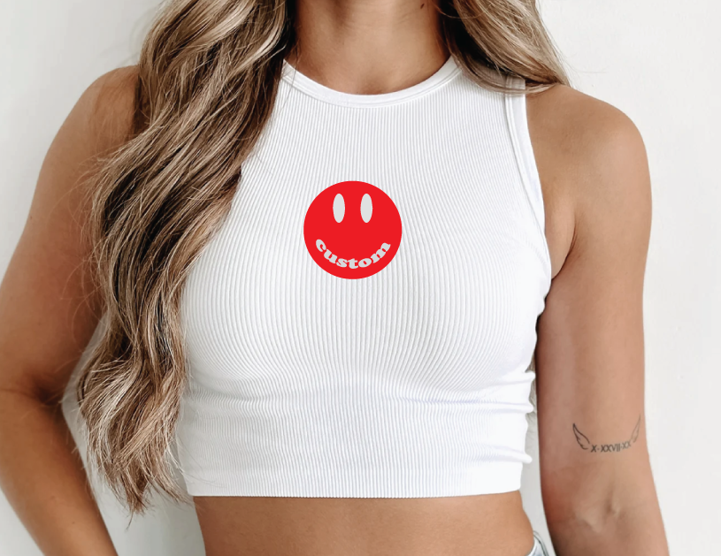 Customize Your Own Ribbed Happy Face Tank Top