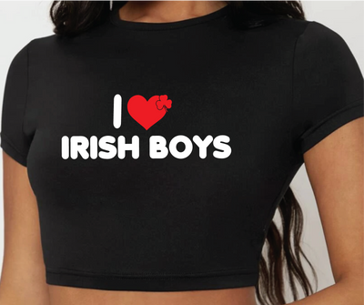 I LOVE IRISH BOYS SUPER CROP TEE