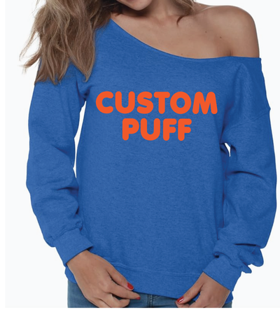 Customize Your Own Puffy Off the Shoulder College Crewneck