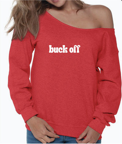 Customize Your Own Off the Shoulder College Slogan Crewneck