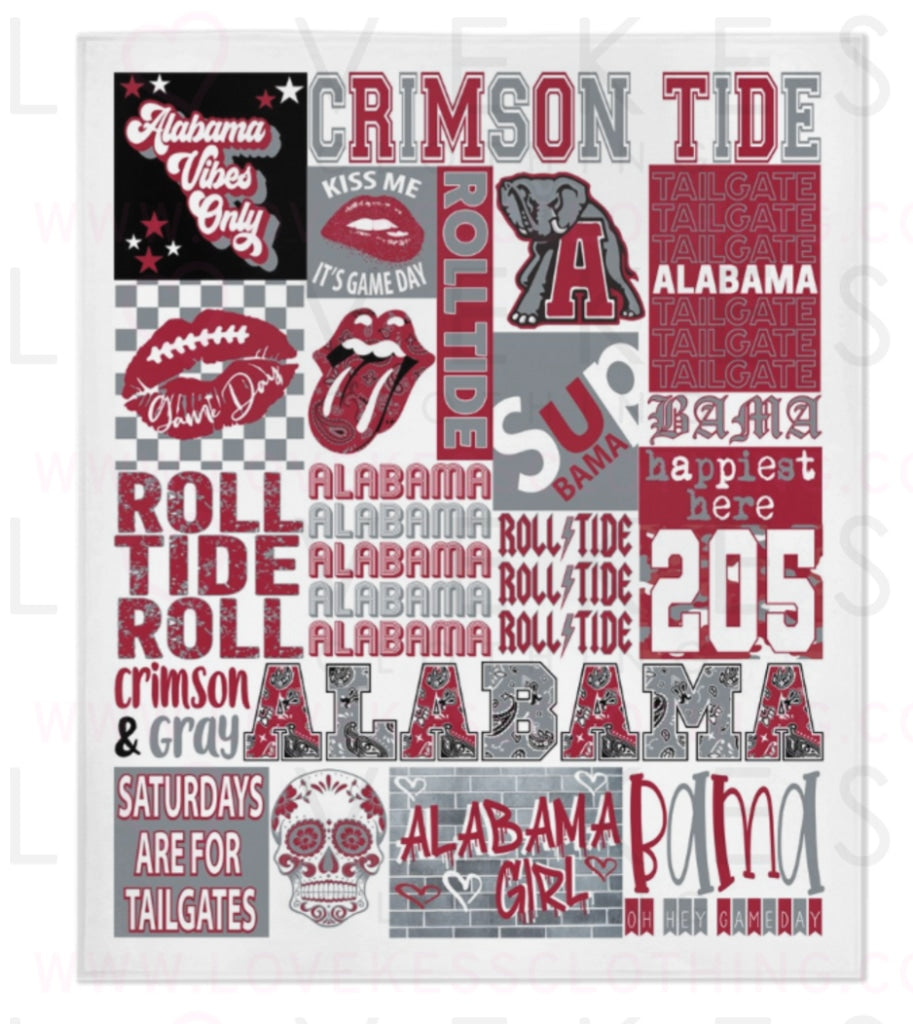 Alabama Bed Party Essentials Set - Blanket, Pillow & Makeup Bag
