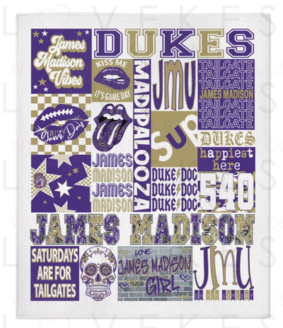 James Madison University Dukes Y2K College Blanket