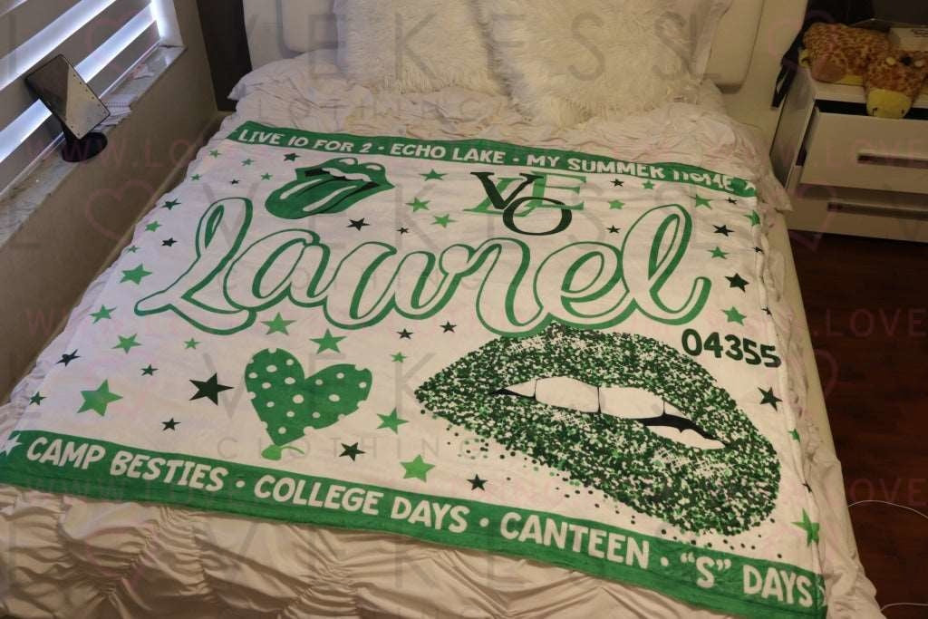 Camp Laurel Custom Fleece Blanket - lovekess - clothing