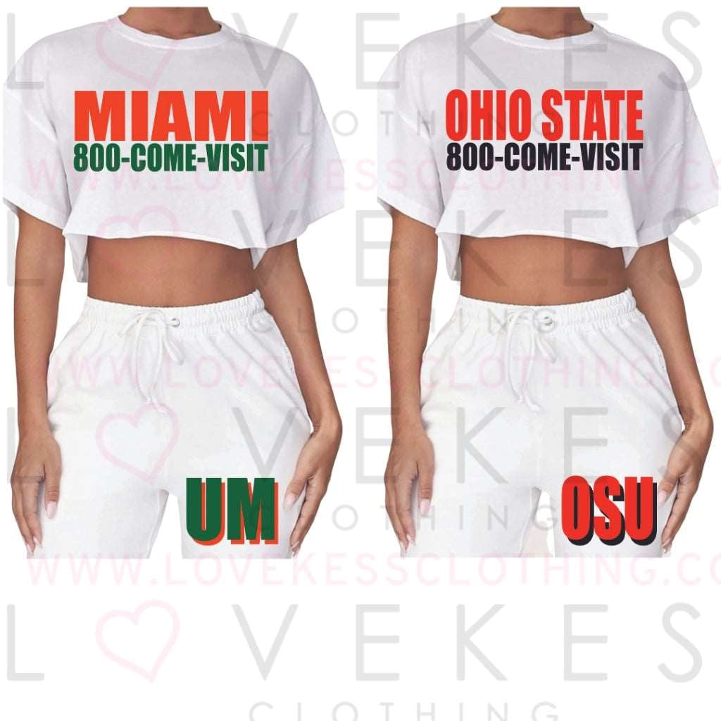 800 Come Visit Crop Tee And Shorts Set