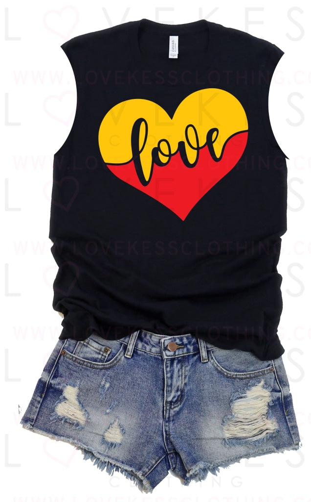 Dual Color LOVE Heart Camp Muscle Tee - LoveKess Clothing - lovekess - clothing