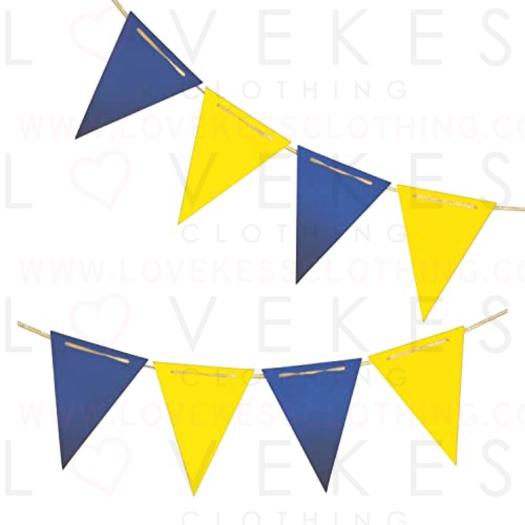 Blue And Yellow Pennant Banner,Blue And Yellow Vintage Double Sided Triangle Flag,for Baby Birthday Party,Gender Reveal,Wedding Decor, Baby Shower,Pack of 30pcs(One 20 Feet or Two 10 Feet)
