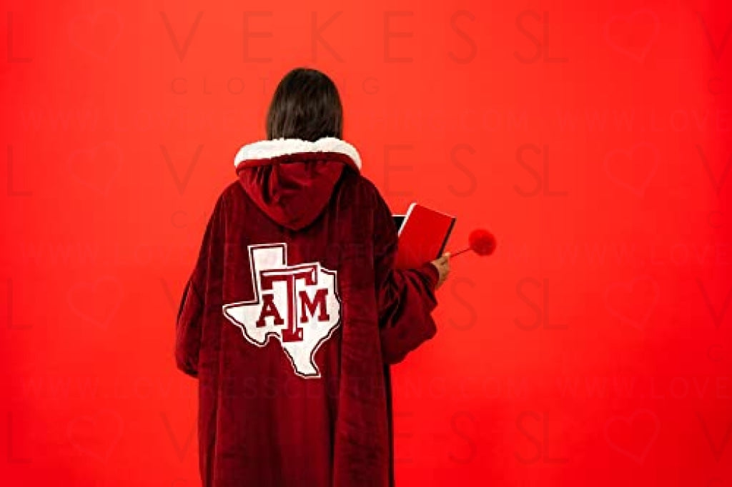 THE COMFY Original Quarter-Zip | Texas A&M University Logo & Insignia | Oversized Microfiber & Sherpa Wearable Blanket with Zipper, Seen On Shark Tank, One Size Fits All