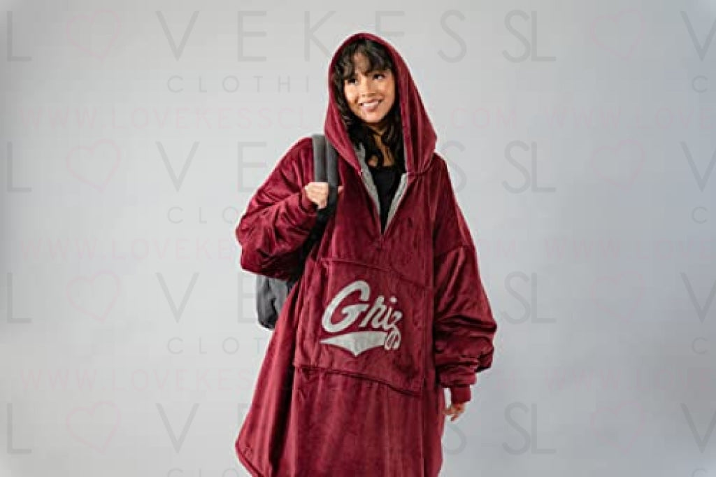 THE COMFY Original Quarter-Zip | University of Montana Logo & Insignia | Oversized Microfiber & Sherpa Wearable Blanket with Zipper, Seen On Shark Tank, One Size Fits All