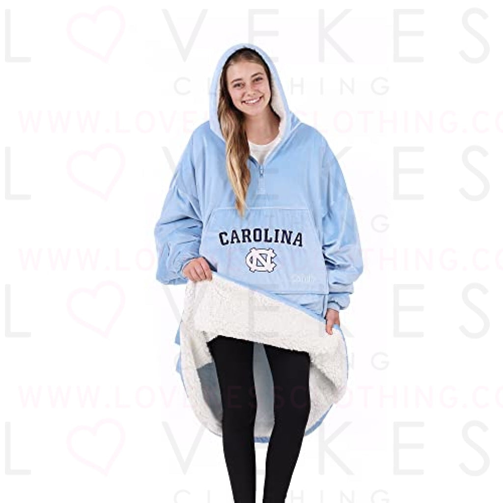 THE COMFY Original Quarter-Zip | University of North Carolina at Chapel Hill Logo & Insignia | Oversized Microfiber & Sherpa Wearable Blanket with Zipper, Seen On Shark Tank, One Size Fits All
