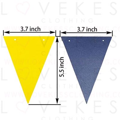Blue And Yellow Pennant Banner,Blue And Yellow Vintage Double Sided Triangle Flag,for Baby Birthday Party,Gender Reveal,Wedding Decor, Baby Shower,Pack of 30pcs(One 20 Feet or Two 10 Feet)
