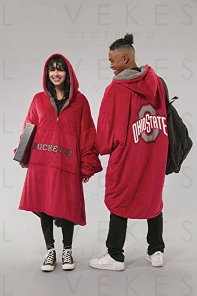 THE COMFY Original Quarter-Zip | Ohio State University Logo & Insignia | Oversized Microfiber & Sherpa Wearable Blanket with Zipper, Seen On Shark Tank, One Size Fits All