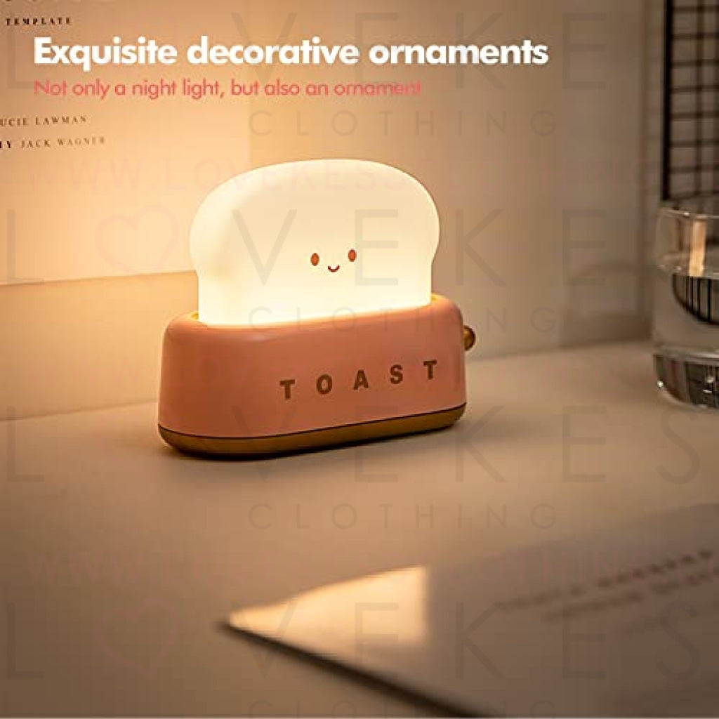 QANYI Cute Desk Decor Toaster Lamp, Kawaii LED Toast Bread Night Light Rechargeable and Portable Light with Timer, Christmas Gifts Ideas for Baby Kids Girls Teens Teenages. Pink