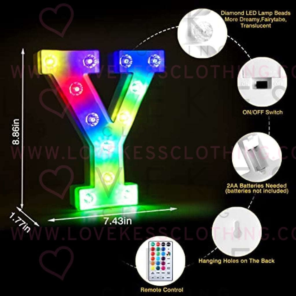 Colorful Light up Letters Led Marquee Letter Lights with Remote 18 Colors Letters with Lights for Wedding Birthday Party Lamp Christmas Home Bar Decoration - Diamond Design Battery Powered - Y