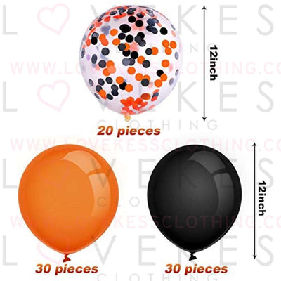 80 Pieces Mardi Gras Balloons Latex Balloons Confetti Balloons Colorful Party Balloons for Christmas Halloween Valentine's Day St. Patrick's Day (Black, Orange)