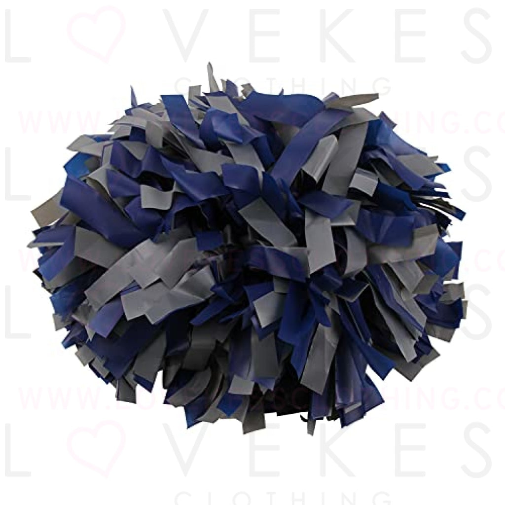ICObuty Plastic Cheerleader Cheerleading Pom Poms 6 inch 1 Pair 2 Pieces (Grey-Royal Blue)