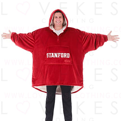 THE COMFY Original Quarter-Zip | Stanford University Logo & Insignia | Oversized Microfiber & Sherpa Wearable Blanket with Zipper, Seen On Shark Tank, One Size Fits All