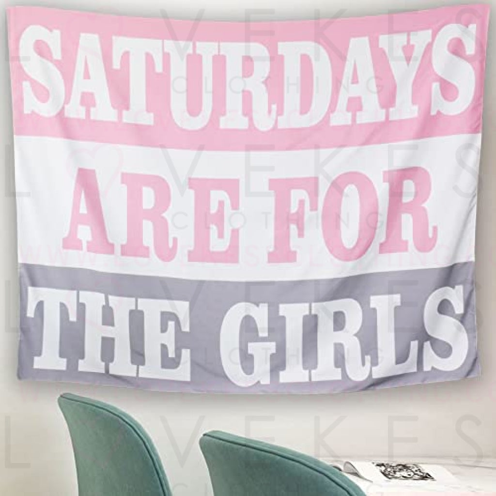 Lwlcbaby Funny Tapestry For College Dorm, Aesthetic Room Decor, Pink Tapestry, Tapestry For Bedroom Aesthetic For Teen Girls, Saturdays Are For The Girls Tapestry, 51"H X 59"L, Tapestry Wall Hanging For Bedroom Dorm