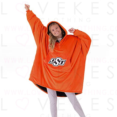 THE COMFY Original Quarter-Zip | Oklahoma State University Logo & Insignia | Oversized Microfiber & Sherpa Wearable Blanket with Zipper, Seen On Shark Tank, One Size Fits All