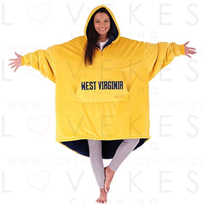 THE COMFY Original Quarter-Zip | West Virginia University Logo & Insignia | Oversized Microfiber & Sherpa Wearable Blanket with Zipper, Seen On Shark Tank, One Size Fits All