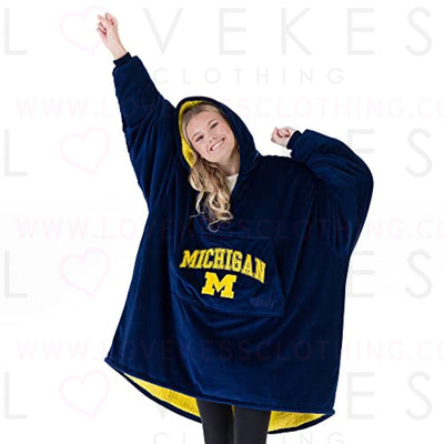 THE COMFY Original Quarter-Zip | University of Michigan Logo & Insignia | Oversized Microfiber & Sherpa Wearable Blanket with Zipper, Seen On Shark Tank, One Size Fits All