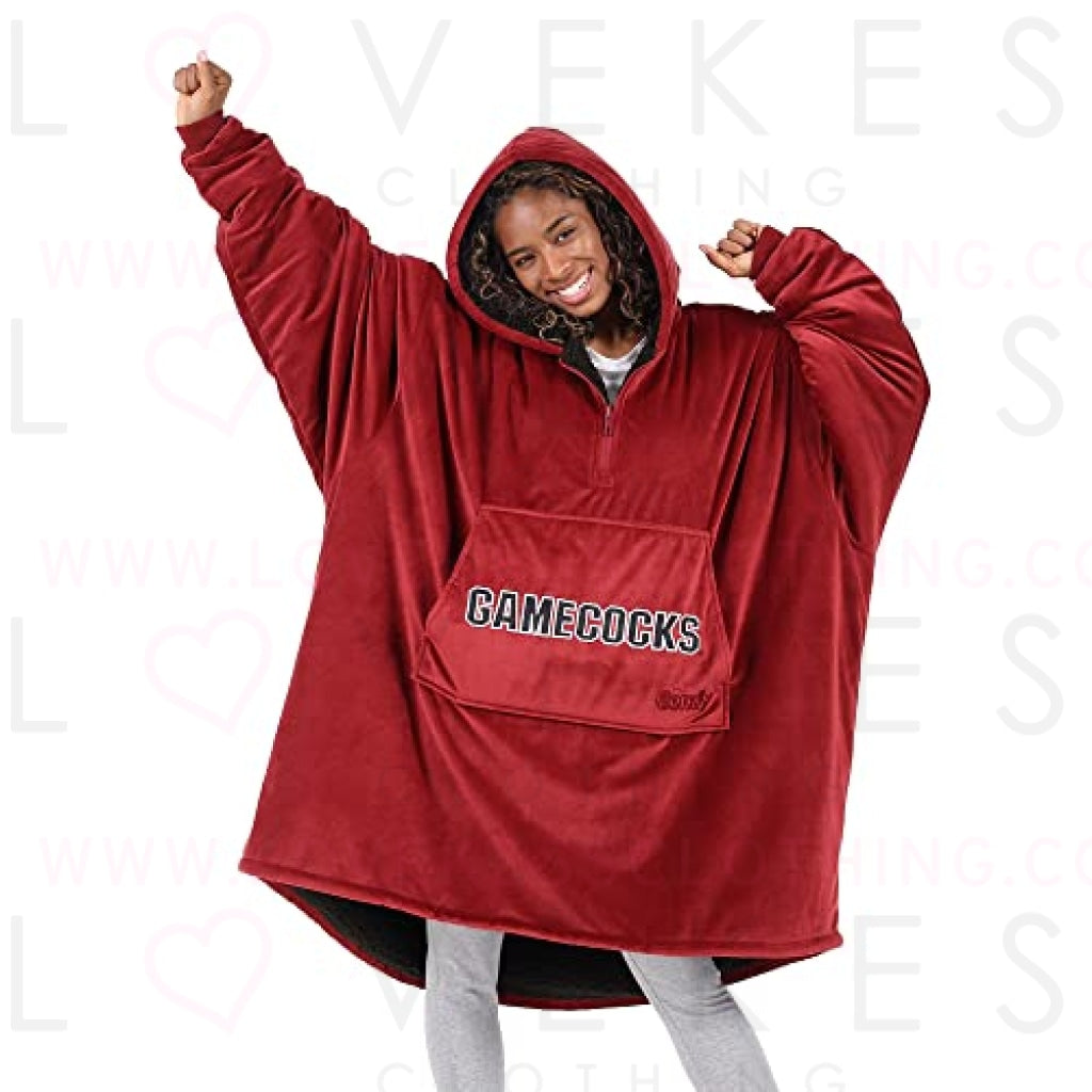 THE COMFY Original Quarter-Zip | University of South Carolina Logo & Insignia | Oversized Microfiber & Sherpa Wearable Blanket with Zipper, Seen On Shark Tank, One Size Fits All