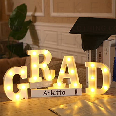 Demissle 4 Grad 2023 LED Marquee Letter Lights Sign Graduation Party Decorations 2023 Grad Light Up Marquee Sign for Room Decor Graduation Party Supplies, Battery Operated (White)