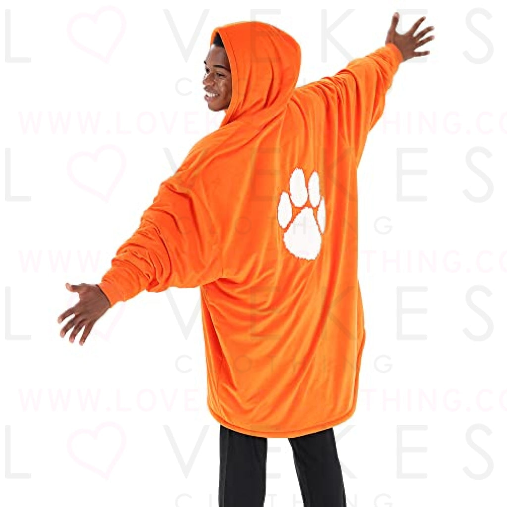 THE COMFY Original Quarter-Zip | Clemson University Logo & Insignia | Oversized Microfiber & Sherpa Wearable Blanket with Zipper, Seen On Shark Tank, One Size Fits All