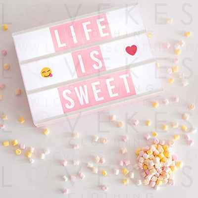 Pink Cinema Light Box with 400 Letters & Emojis & 2 Markers - BONNYCO | Led Light Box Home, Office & Room Decor | Light Up Sign Letters Board Gifts for Women & Girls Christmas & Birthdays | Pink Decor