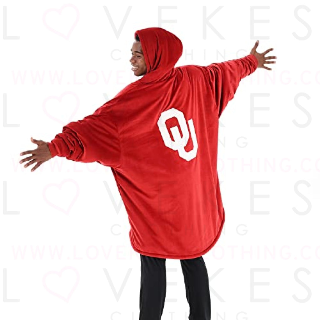 THE COMFY Original Quarter-Zip | University of Oklahoma Logo & Insignia | Oversized Microfiber & Sherpa Wearable Blanket with Zipper, Seen On Shark Tank, One Size Fits All