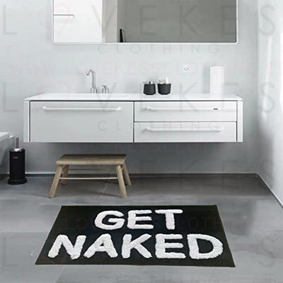 Get Naked Bath Mat Cute Bathroom Rugs Non Slip Microfiber Absorbent Bath Rugs Funny Bathroom Decor Black Bath mat for Tub and Shower,Machine Washable,20”x32”
