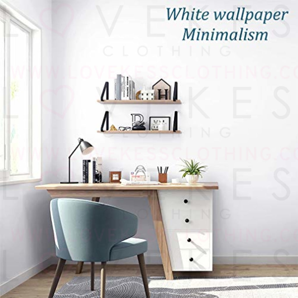118"x17.7" White Wallpaper White Contact Paper Waterpoof Peel and Stick Wallpaper Self-Adhesive Wallpaper Decorative Contact Paper Vinyl Roll for Wall Kitchen Furniture Countertop Shelf