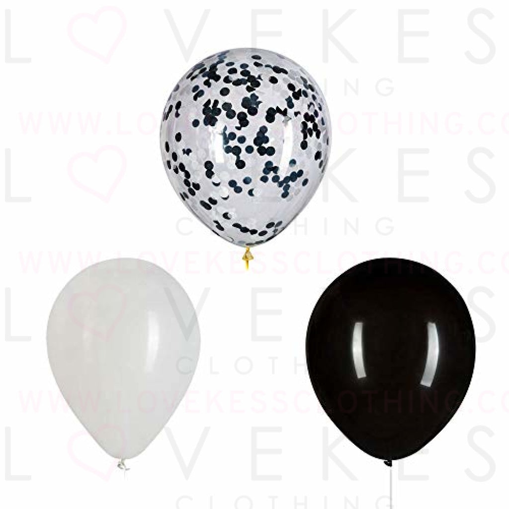 Black, Confetti and White Balloons – Pack of 50, Great for Weddings Birthdays Bridal Shower Decorations Graduation Party Decorations Supplies 3 Style, 12 Inch