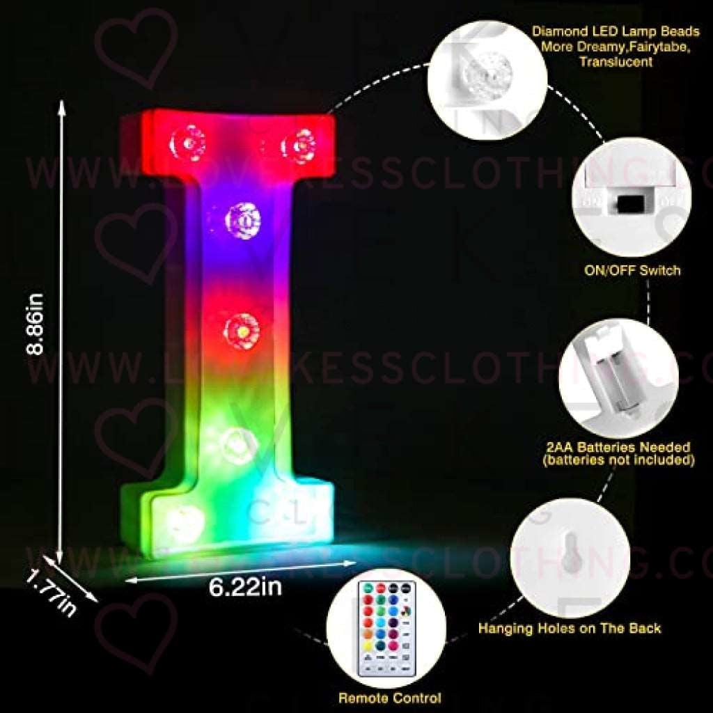 Colorful Light up Letters Led Marquee Letter Lights with Remote 18 Colors Letters with Lights for Wedding Birthday Party Lamp Christmas Home Bar Decoration - Diamond Design Battery Powered - I