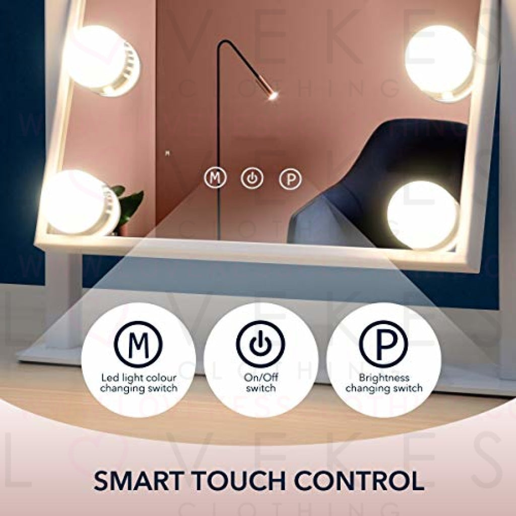Hansong Vanity Mirror with Lights Makeup Mirror with Lights 12 Dimmable  Bulbs Hollywood Lighted Makeup Mirror Detachable 10x Magnification 3 Color