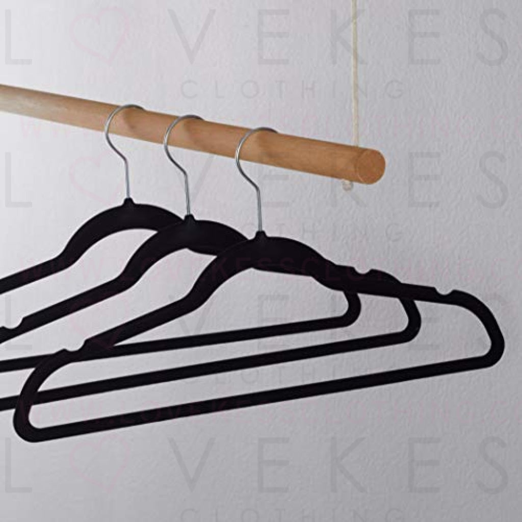   Basics Slim, Velvet, Non-Slip Suit Clothes Hangers,  Black/Silver - Pack of 50 : Home & Kitchen