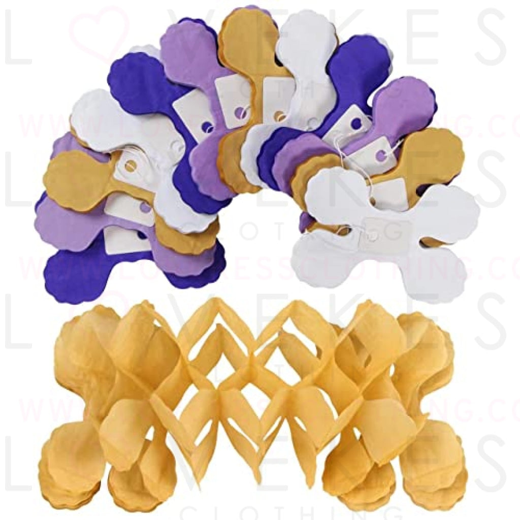 Purple-Gold Party Decorations Garland Streamers - 12pcs White Purple Lavender Graduation 4-Leaf Clover Paper Streamer,Woman Birthday Wedding Bridal Shower Mothers Valentines Day Banners Decor Ouruola