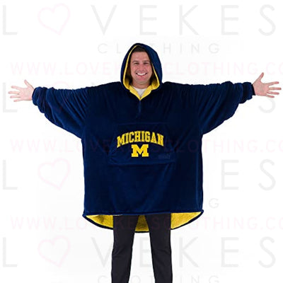 THE COMFY Original Quarter-Zip | University of Michigan Logo & Insignia | Oversized Microfiber & Sherpa Wearable Blanket with Zipper, Seen On Shark Tank, One Size Fits All