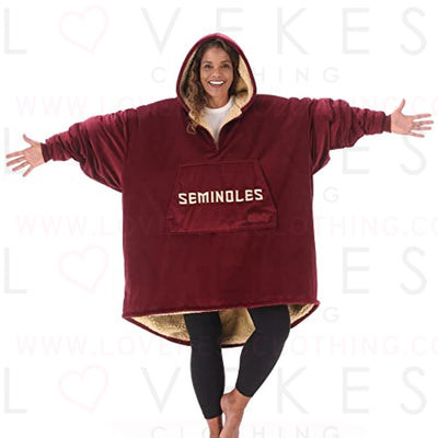 THE COMFY Original Quarter-Zip | Florida State University Logo & Insignia | Oversized Microfiber & Sherpa Wearable Blanket with Zipper, Seen On Shark Tank, One Size Fits All