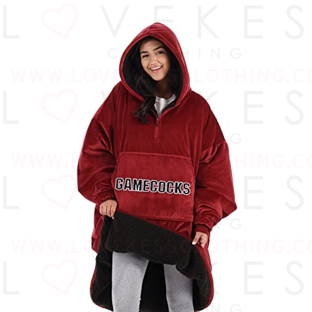 THE COMFY Original Quarter-Zip | University of South Carolina Logo & Insignia | Oversized Microfiber & Sherpa Wearable Blanket with Zipper, Seen On Shark Tank, One Size Fits All