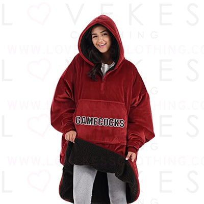 THE COMFY Original Quarter-Zip | University of South Carolina Logo & Insignia | Oversized Microfiber & Sherpa Wearable Blanket with Zipper, Seen On Shark Tank, One Size Fits All