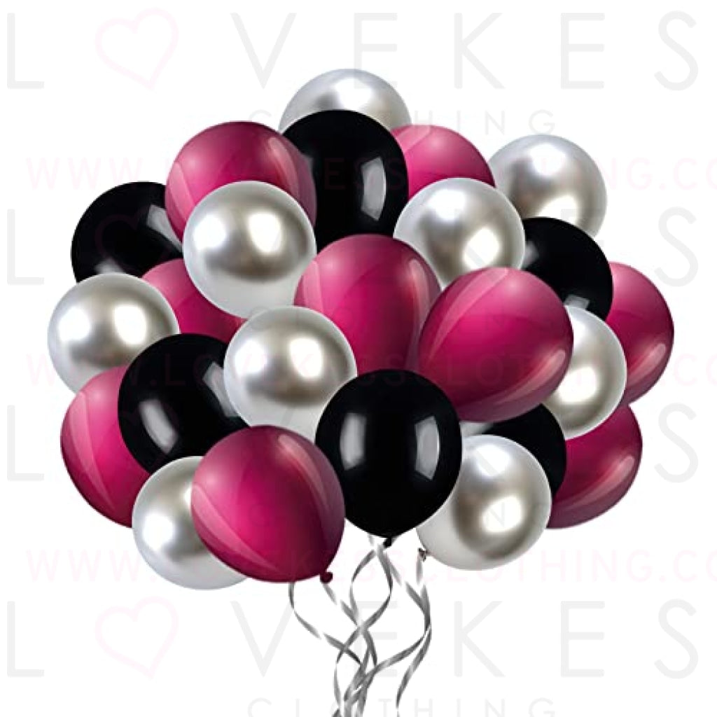 Burgundy Black Silver Balloons, 60pcs 12 Inch Black and Purple Latex Balloon Metallic Silver Balloons for Graduation Decorations Birthday Party Wedding Baby Shower