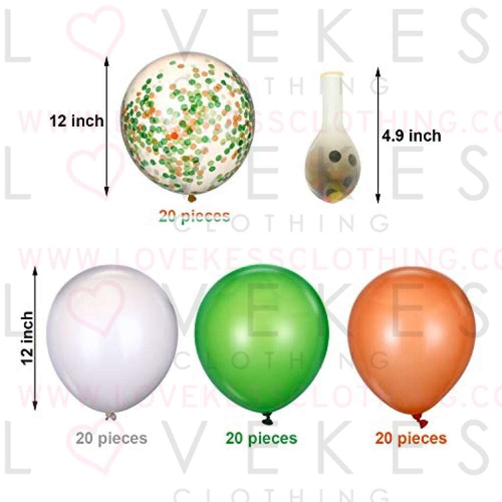 80 Pieces Mardi Gras Balloons Latex Balloons Confetti Balloons Colorful Party Balloons for Christmas Halloween Valentine's Day St. Patrick's Day (Green, White, Orange)