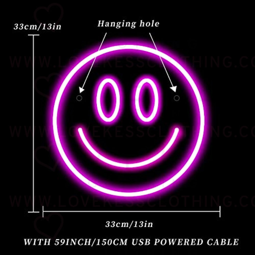 Adorable Bright Pink Smiley Face LED Light Room Wall Decor good