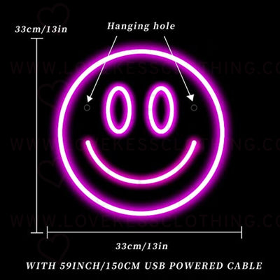 Smiley Face Neon Sign,Light Up Signs for Wall Decor,Pink Neon Lights,Preppy Room Decor for Teen Girls Aesthetic,Cute USB Led Sign for Women Bedroom/Dorm/Apartment Decorations,Cool Neon Party Supplies