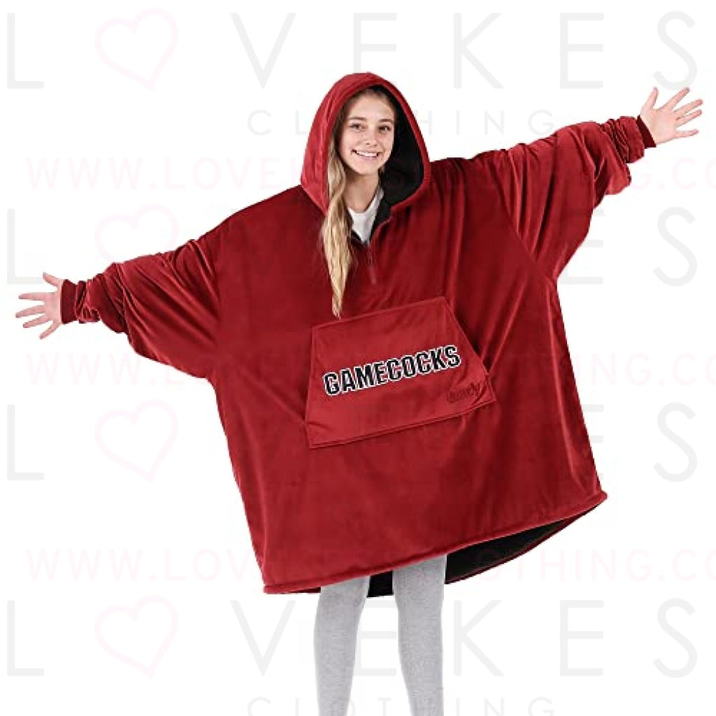 THE COMFY Original Quarter-Zip | University of South Carolina Logo & Insignia | Oversized Microfiber & Sherpa Wearable Blanket with Zipper, Seen On Shark Tank, One Size Fits All