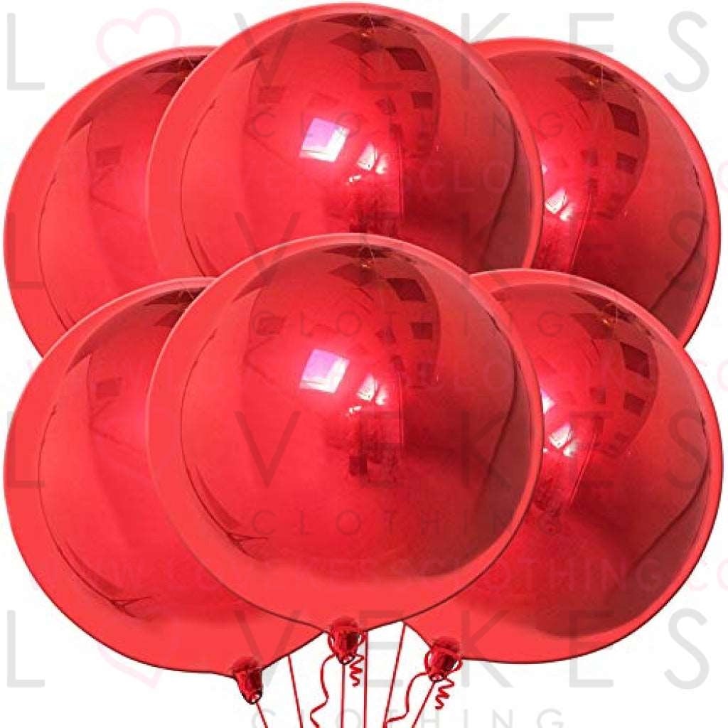 Big 22 Inch Red Metallic Balloons - Pack of 6, Red Balloons | 360 Degree 4D Red Foil Balloons, Christmas Party Decorations | Mirror Finish Red Chrome Balloons for Birthday Party | Romantic Decorations