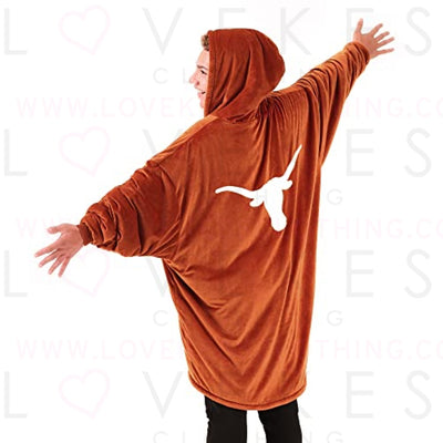 THE COMFY Original Quarter-Zip | University of Texas Logo & Insignia | Oversized Microfiber & Sherpa Wearable Blanket with Zipper, Seen On Shark Tank, One Size Fits All