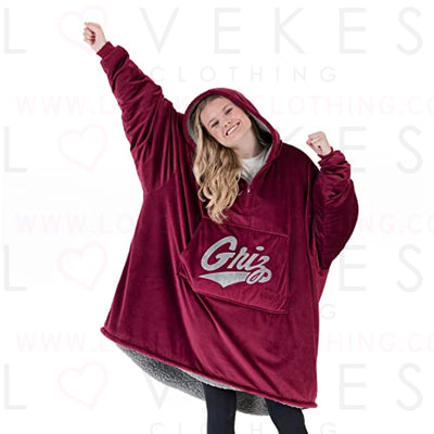 THE COMFY Original Quarter-Zip | University of Montana Logo & Insignia | Oversized Microfiber & Sherpa Wearable Blanket with Zipper, Seen On Shark Tank, One Size Fits All