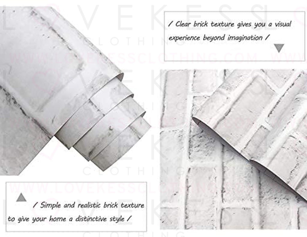393”×18” Gray White3D Brick Contact Paper Self Adhesive Stick and Peel Paper Stick Paper Brick Wallpaper Roll Peel Stick Textured White Gray Brick Wallpaper Brick Removable Wallpaper Vinyl Film