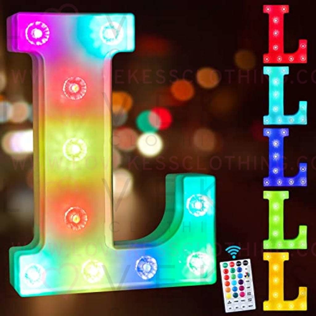 Colorful Light up Letters Led Marquee Letter Lights with Remote 18 Colors Letters with Lights for Wedding Birthday Party Lamp Christmas Home Bar Decoration - Diamond Design Battery Powered - L